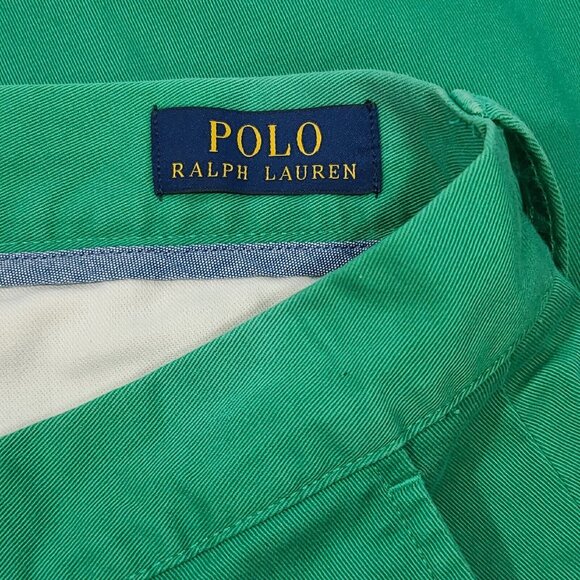 Polo Ralph Lauren 9" Green Twill Bermuda Shorts Men's Size 34 100% Cotton - Picture 3 of 7